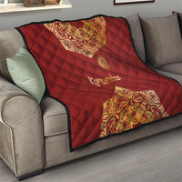 Kyrgyzstan National Symbol Quilt Traditional Golden Pattern in Red and Gold