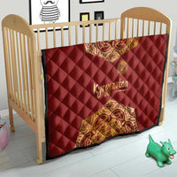 Kyrgyzstan National Symbol Quilt Traditional Golden Pattern in Red and Gold
