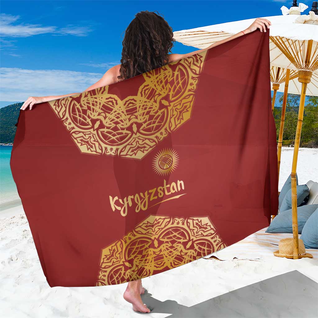 Kyrgyzstan National Symbol Sarong Traditional Golden Pattern in Red and Gold