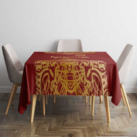 Kyrgyzstan National Symbol Tablecloth Traditional Golden Pattern in Red and Gold