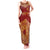 Kyrgyzstan National Symbol Tank Maxi Dress Traditional Golden Pattern in Red and Gold