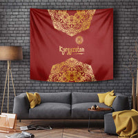 Kyrgyzstan National Symbol Tapestry Traditional Golden Pattern in Red and Gold