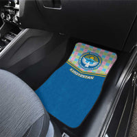 Kyrgyzstan Colorful Patchwork Pattern Car Mats with National Crest and Flag Accents