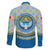 Kyrgyzstan Colorful Patchwork Pattern Family Matching Long Sleeve Bodycon Dress and Hawaiian Shirt with National Crest and Flag Accents