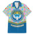 Kyrgyzstan Colorful Patchwork Pattern Family Matching Mermaid Dress and Hawaiian Shirt with National Crest and Flag Accents