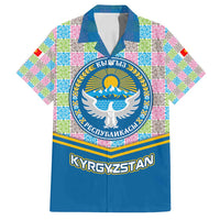Kyrgyzstan Colorful Patchwork Pattern Family Matching Puletasi and Hawaiian Shirt with National Crest and Flag Accents