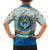 Kyrgyzstan Colorful Patchwork Pattern Family Matching Short Sleeve Bodycon Dress and Hawaiian Shirt with National Crest and Flag Accents