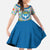 Kyrgyzstan Colorful Patchwork Pattern Family Matching Short Sleeve Bodycon Dress and Hawaiian Shirt with National Crest and Flag Accents