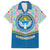 Kyrgyzstan Colorful Patchwork Pattern Family Matching Short Sleeve Bodycon Dress and Hawaiian Shirt with National Crest and Flag Accents