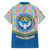 Kyrgyzstan Colorful Patchwork Pattern Family Matching Short Sleeve Bodycon Dress and Hawaiian Shirt with National Crest and Flag Accents