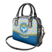 Kyrgyzstan Colorful Patchwork Pattern Shoulder Handbag with National Crest and Flag Accents