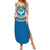 Kyrgyzstan Colorful Patchwork Pattern Summer Maxi Dress with National Crest and Flag Accents