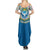 Kyrgyzstan Colorful Patchwork Pattern Summer Maxi Dress with National Crest and Flag Accents