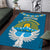 Kyrgyzstan Mountain Sunrise Area Rug with Blue with Eagle, Sun, and National Flag Design