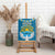 Kyrgyzstan Mountain Sunrise Canvas Wall Art with Blue with Eagle, Sun, and National Flag Design