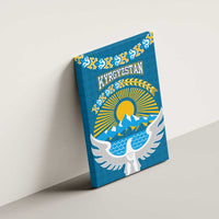 Kyrgyzstan Mountain Sunrise Canvas Wall Art with Blue with Eagle, Sun, and National Flag Design