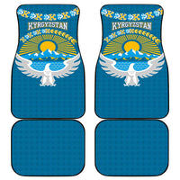 Kyrgyzstan Mountain Sunrise Car Mats with Blue with Eagle, Sun, and National Flag Design