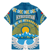 Kyrgyzstan Mountain Sunrise Family Matching Mermaid Dress and Hawaiian Shirt with Blue with Eagle, Sun, and National Flag Design