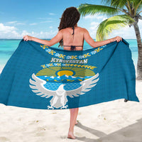 Kyrgyzstan Mountain Sunrise Sarong with Blue with Eagle, Sun, and National Flag Design
