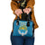Kyrgyzstan Mountain Sunrise Shoulder Handbag with Blue with Eagle, Sun, and National Flag Design