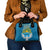 Kyrgyzstan Mountain Sunrise Shoulder Handbag with Blue with Eagle, Sun, and National Flag Design