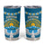 Kyrgyzstan Mountain Sunrise Tumbler Cup with Blue with Eagle, Sun, and National Flag Design