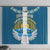 Kyrgyzstan Mountain Sunrise Window Curtain with Blue with Eagle, Sun, and National Flag Design