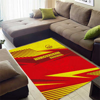 Kyrgyzstan Football Area Rug Red and Yellow Sports with National Emblem Design