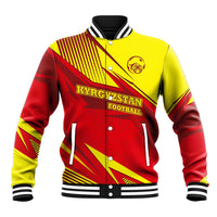 Kyrgyzstan Football Baseball Jacket Red and Yellow Sports with National Emblem Design