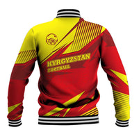 Kyrgyzstan Football Baseball Jacket Red and Yellow Sports with National Emblem Design