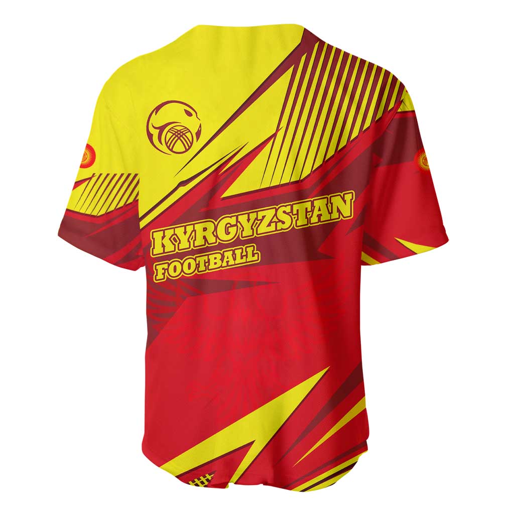 Kyrgyzstan Football Baseball Jersey Red and Yellow Sports with National Emblem Design