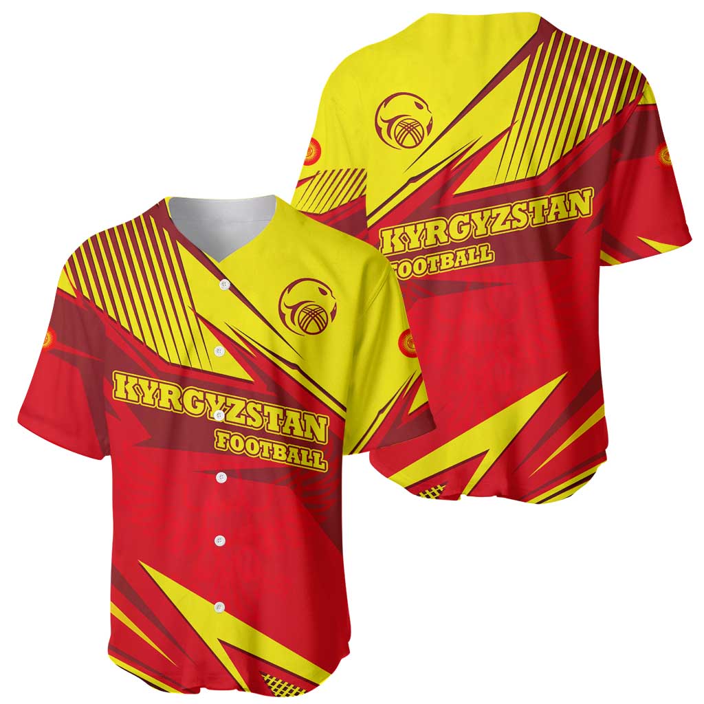 Kyrgyzstan Football Baseball Jersey Red and Yellow Sports with National Emblem Design