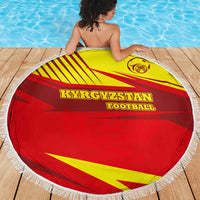 Kyrgyzstan Football Beach Blanket Red and Yellow Sports with National Emblem Design