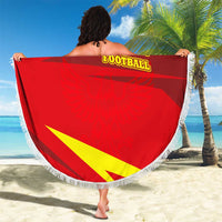 Kyrgyzstan Football Beach Blanket Red and Yellow Sports with National Emblem Design