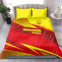 Kyrgyzstan Football Bedding Set Red and Yellow Sports with National Emblem Design