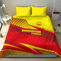 Kyrgyzstan Football Bedding Set Red and Yellow Sports with National Emblem Design