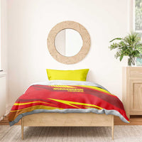 Kyrgyzstan Football Bedding Set Red and Yellow Sports with National Emblem Design