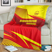 Kyrgyzstan Football Blanket Red and Yellow Sports with National Emblem Design