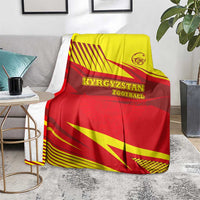 Kyrgyzstan Football Blanket Red and Yellow Sports with National Emblem Design
