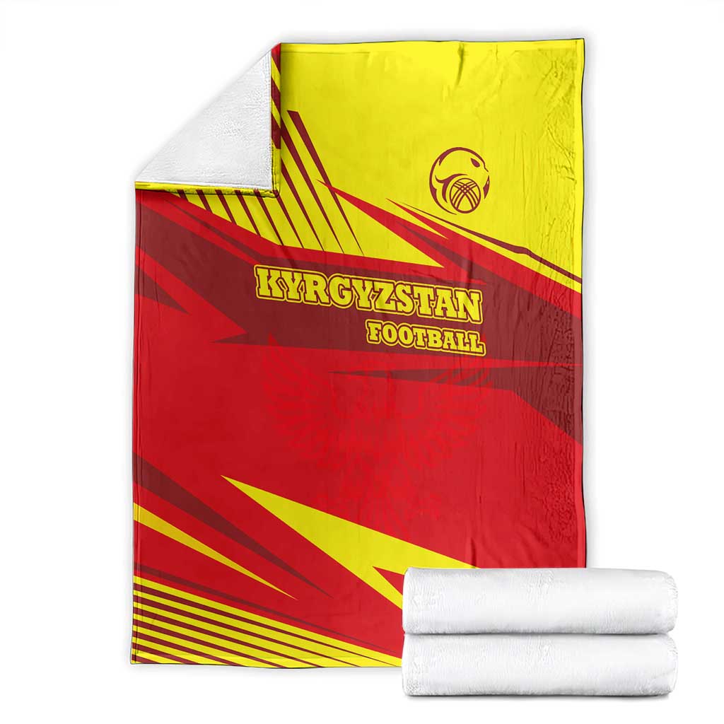 Kyrgyzstan Football Blanket Red and Yellow Sports with National Emblem Design
