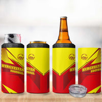 Kyrgyzstan Football 4 in 1 Can Cooler Tumbler Red and Yellow Sports with National Emblem Design