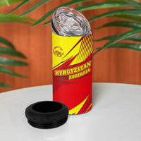 Kyrgyzstan Football 4 in 1 Can Cooler Tumbler Red and Yellow Sports with National Emblem Design