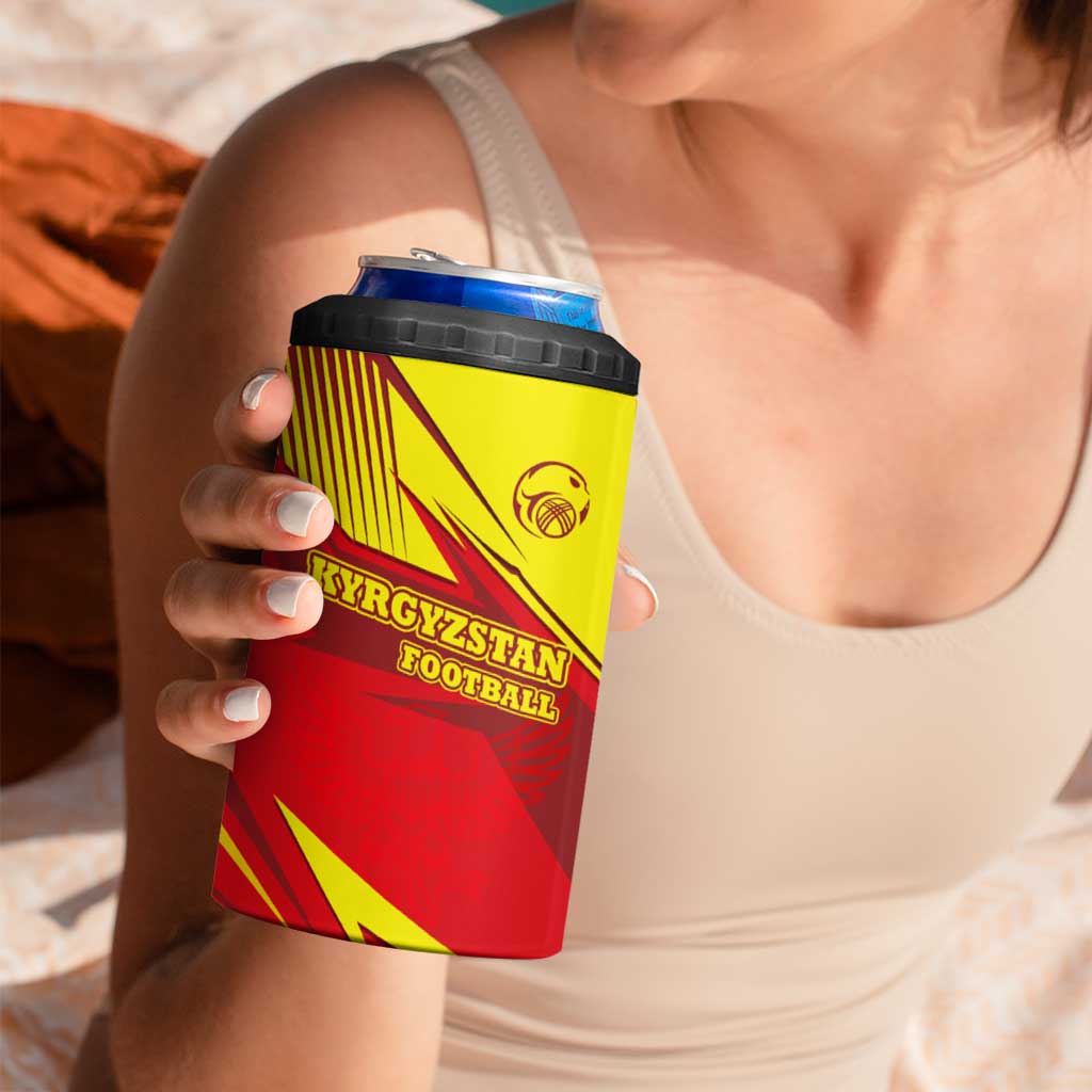 Kyrgyzstan Football 4 in 1 Can Cooler Tumbler Red and Yellow Sports with National Emblem Design
