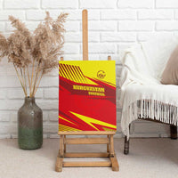 Kyrgyzstan Football Canvas Wall Art Red and Yellow Sports with National Emblem Design
