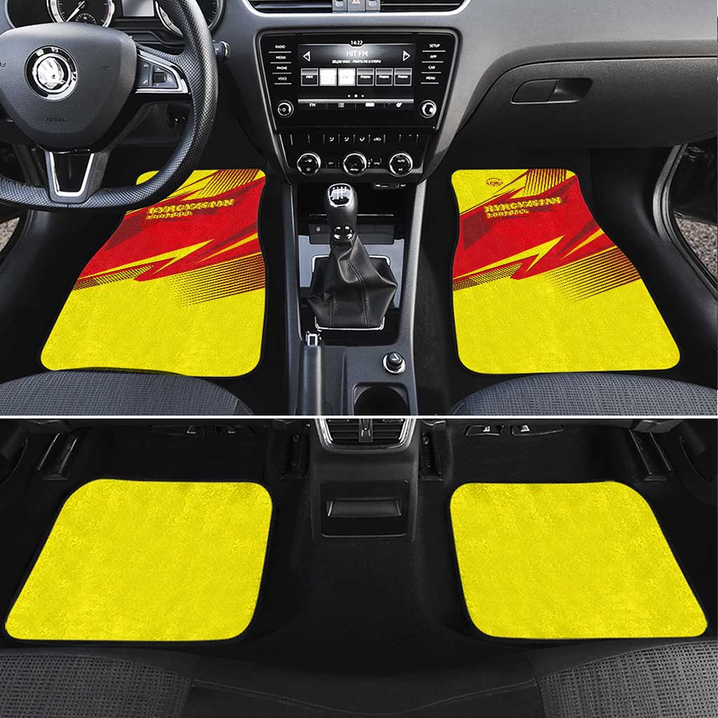 Kyrgyzstan Football Car Mats Red and Yellow Sports with National Emblem Design