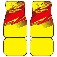 Kyrgyzstan Football Car Mats Red and Yellow Sports with National Emblem Design