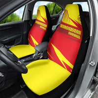 Kyrgyzstan Football Car Seat Cover Red and Yellow Sports with National Emblem Design