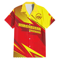 Kyrgyzstan Football Family Matching Mermaid Dress and Hawaiian Shirt Red and Yellow Sports with National Emblem Design