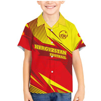 Kyrgyzstan Football Family Matching Mermaid Dress and Hawaiian Shirt Red and Yellow Sports with National Emblem Design