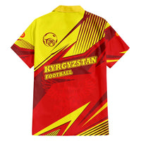Kyrgyzstan Football Family Matching Puletasi and Hawaiian Shirt Red and Yellow Sports with National Emblem Design